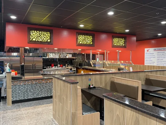 Dining room and serving line inside Yummy Bowl Whitehall