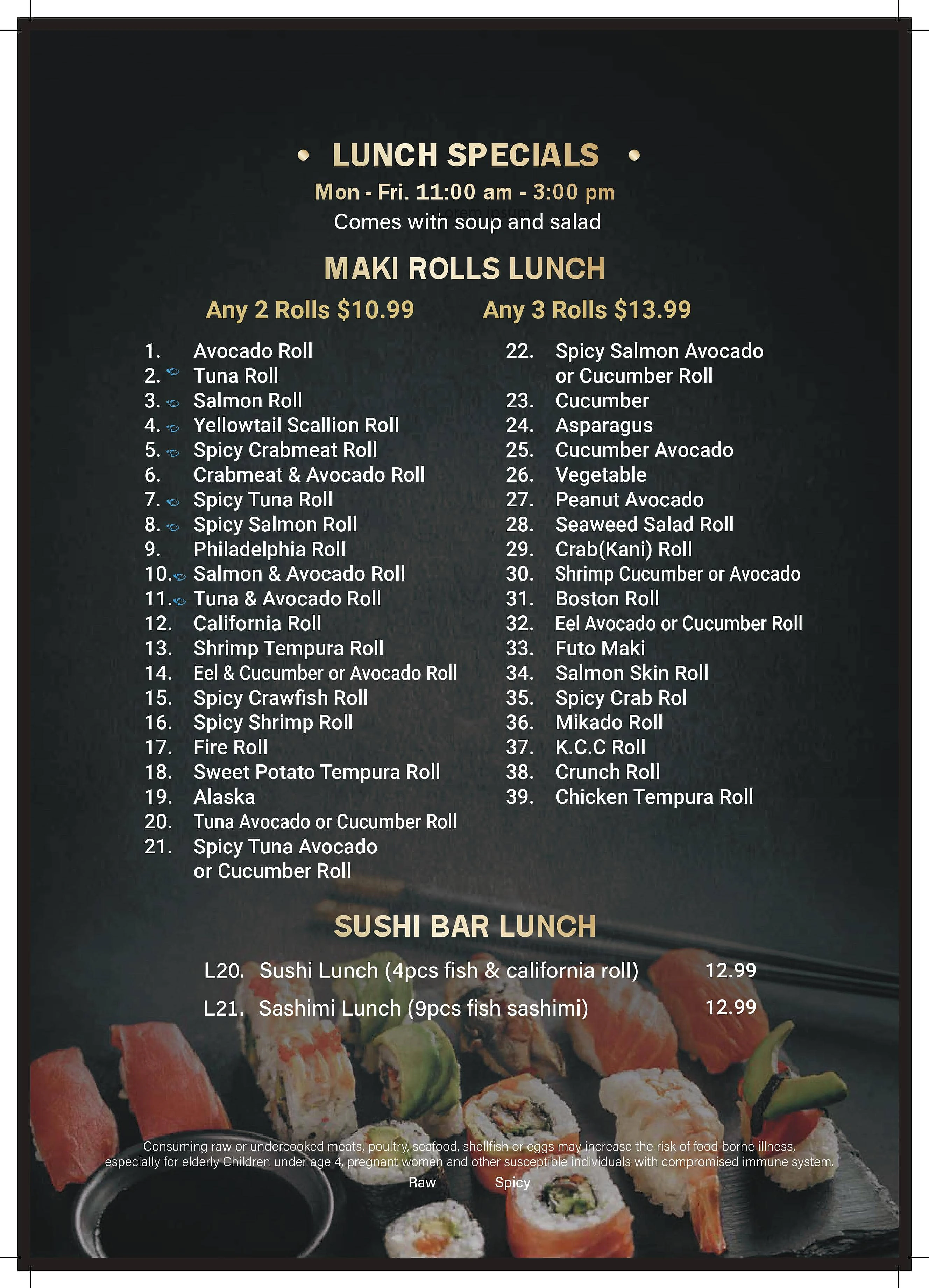 Yummy Bowl Dunmore menu page 3