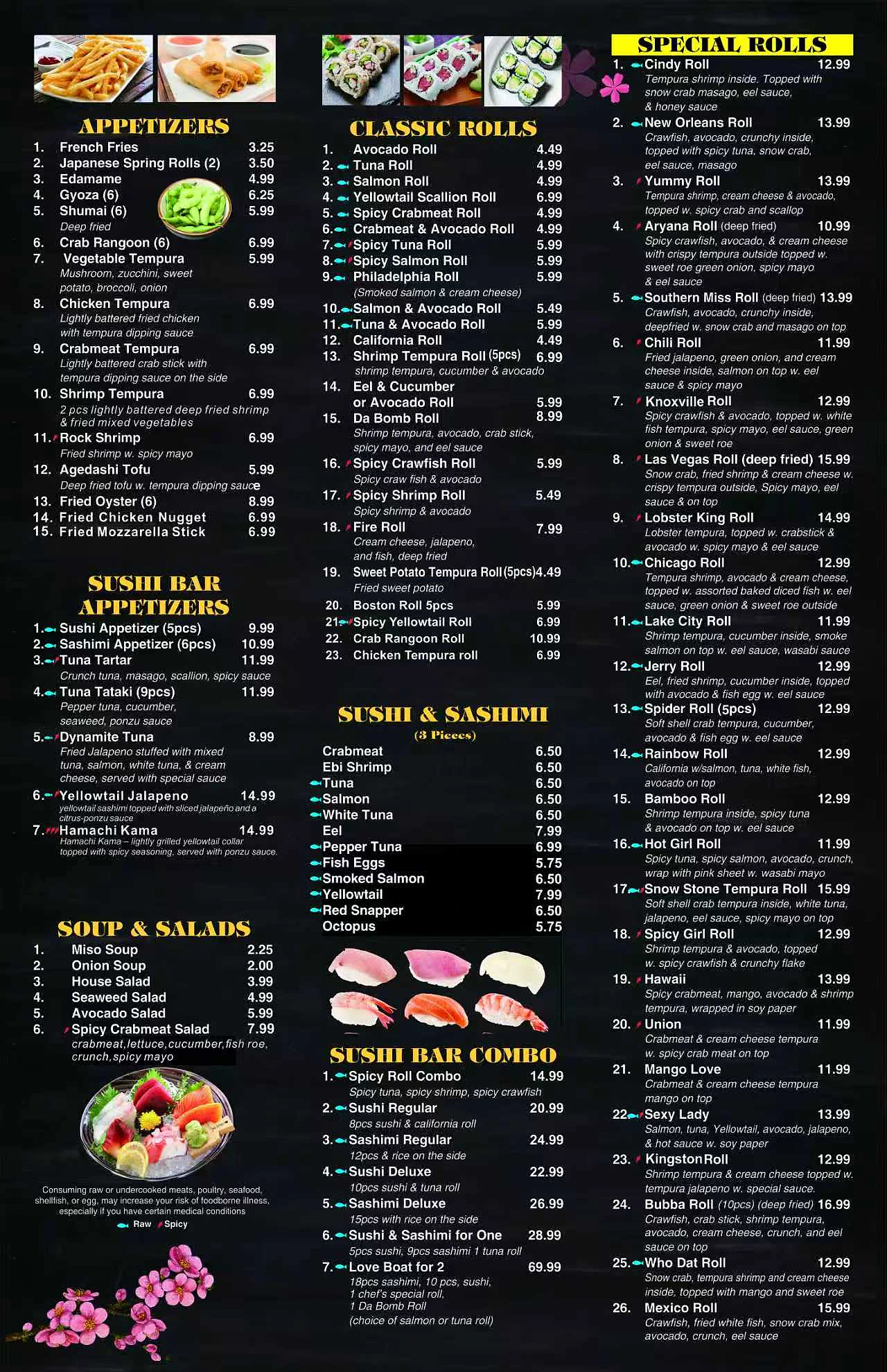 Yummy Bowl Knoxville menu page 1