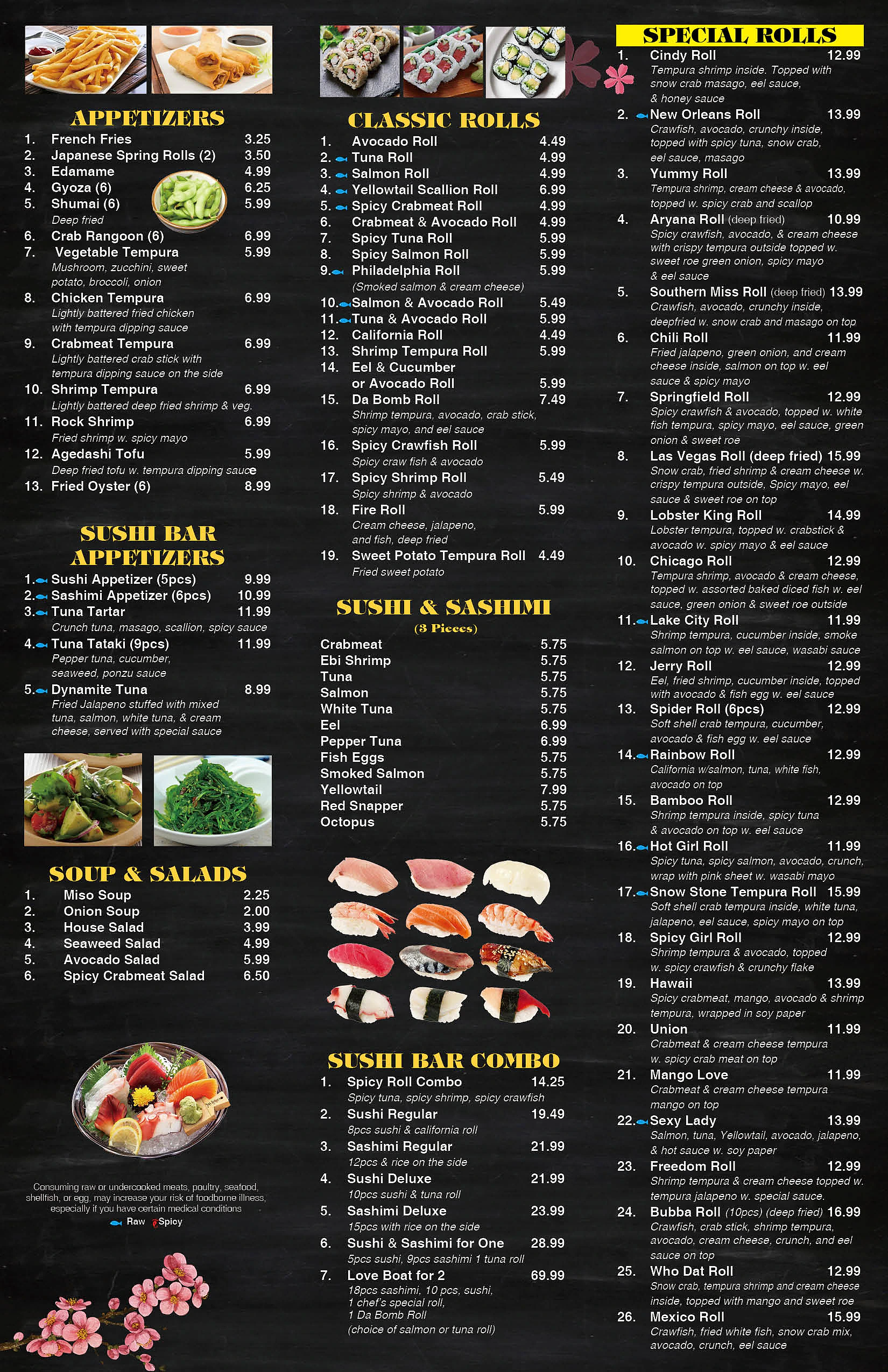 Yummy Bowl Springfield menu page 1