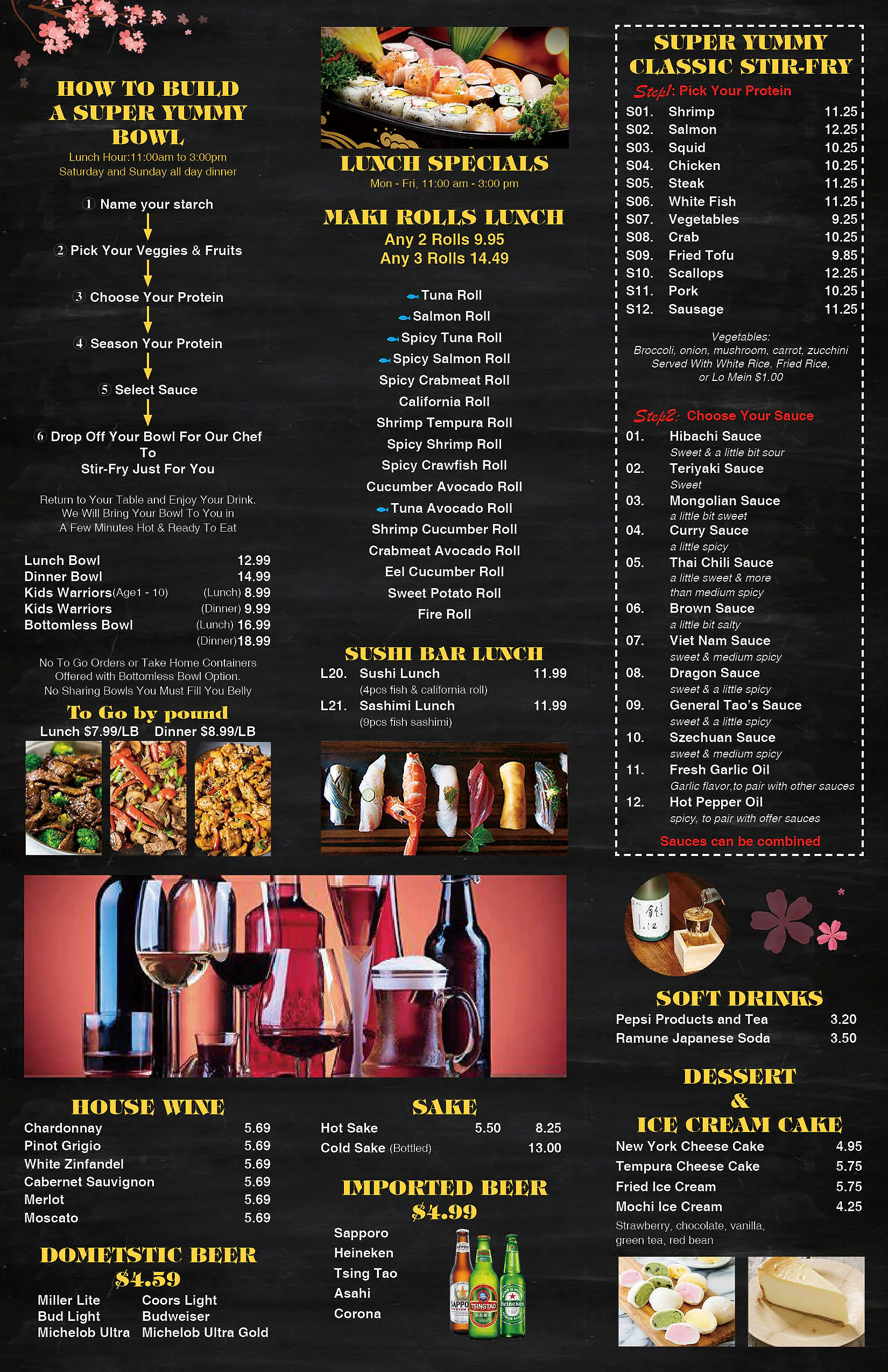 Yummy Bowl Springfield menu page 2