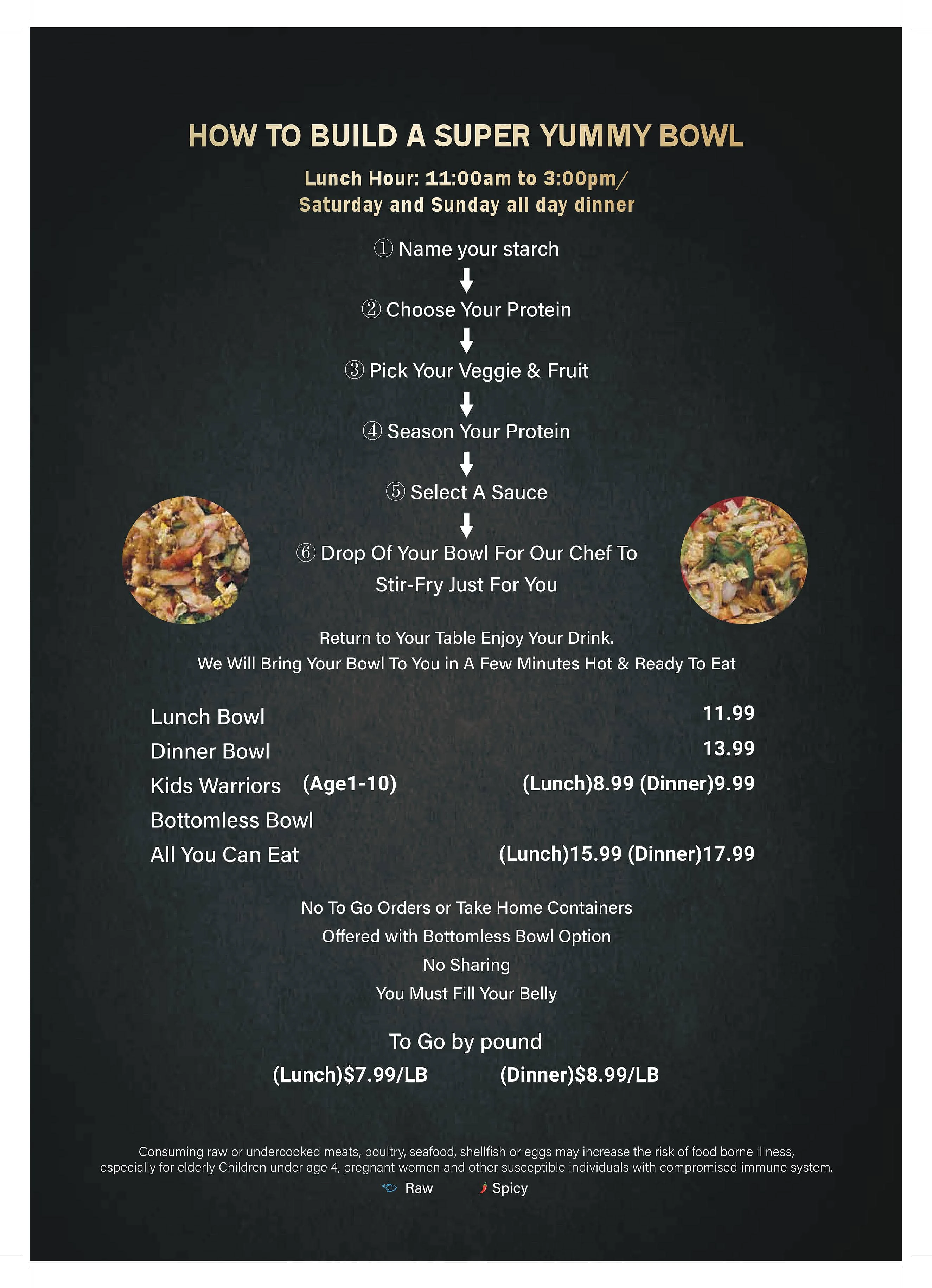Yummy Bowl Whitehall menu page 8
